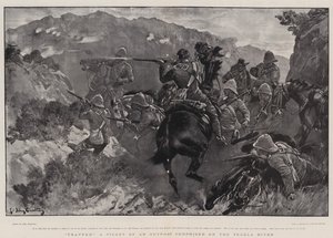 In de val, een voorpost verrast aan de Tugela-rivier